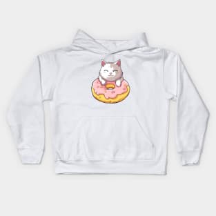 Cute cat with donut #2 Kids Hoodie